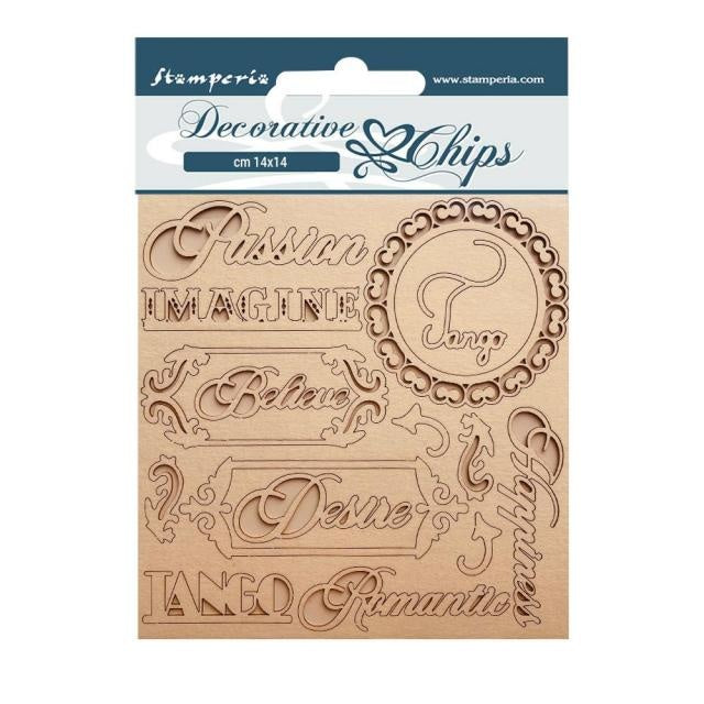 Dekorative Chips 14x14 cm - Desire Schriftzüge