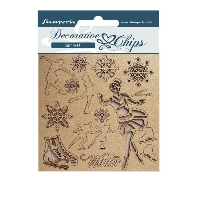 Dekorative Chips cm 14x14 - Süßer Winter Eisläufer
