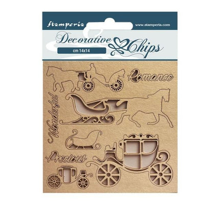 Dekorative Chips cm 14x14 - Süßer Winter Kutschen