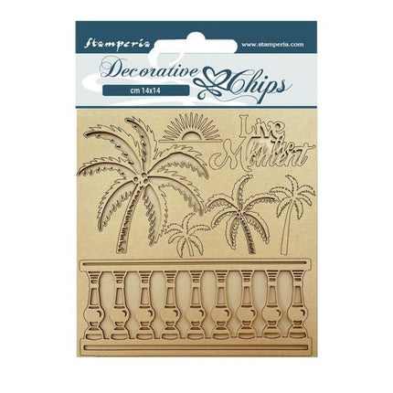 Dekorative Chips cm 14x14 - Blue Dream Palmen