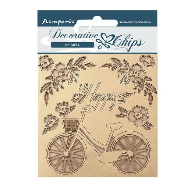 Dekorative Chips 14x14 cm - Create Happiness Welcome Home Fahrrad