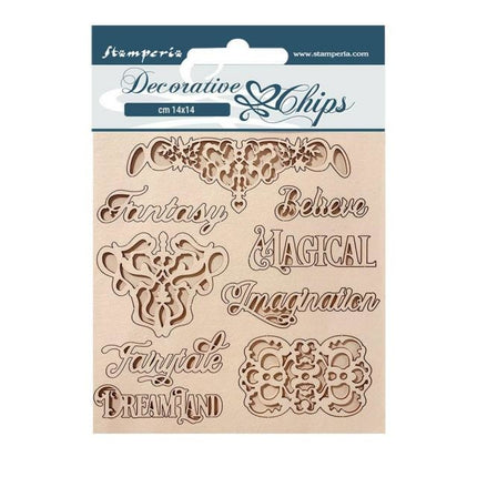 Dekorative Chips cm 14x14 - Magic Forest Schriften und Tafeln