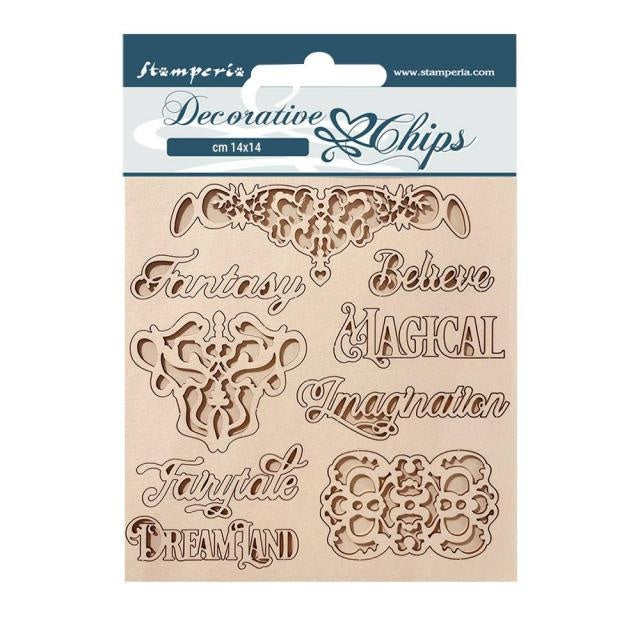 Dekorative Chips cm 14x14 - Magic Forest Schriften und Tafeln
