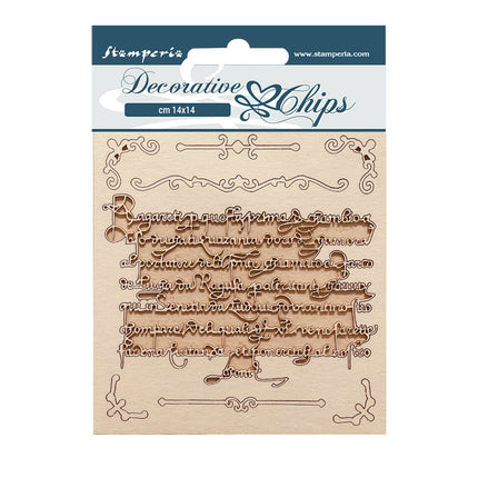 Dekorative Chips, 14x14 cm - Vintage-Bibliothek Buchstaben