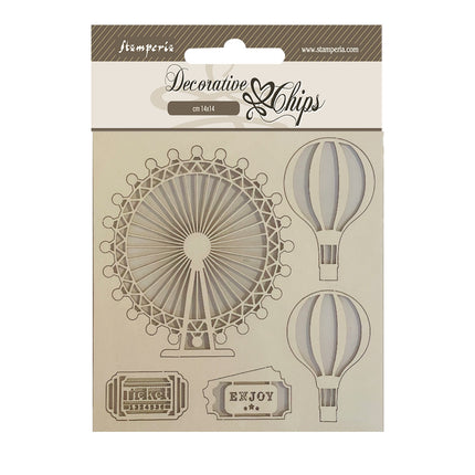 Dekorative Chips 14x14 cm - Around the world Ballons