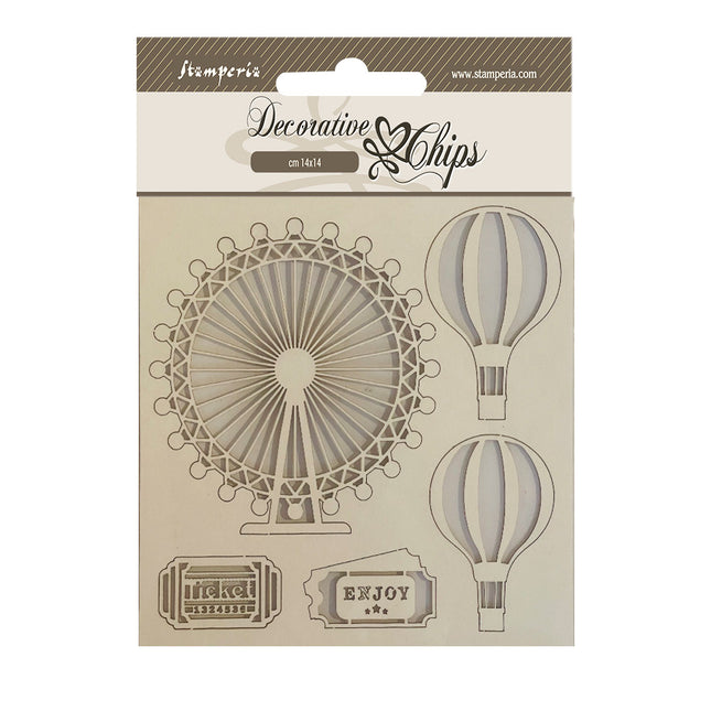 Dekorative Chips 14x14 cm - Around the world Ballons
