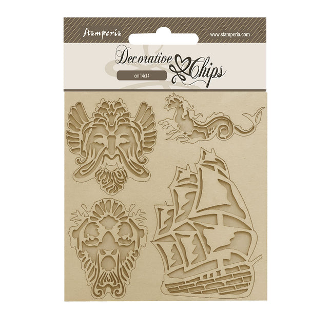 Dekorative Chips cm 14x14 - Songs of the Sea Segelschiff
