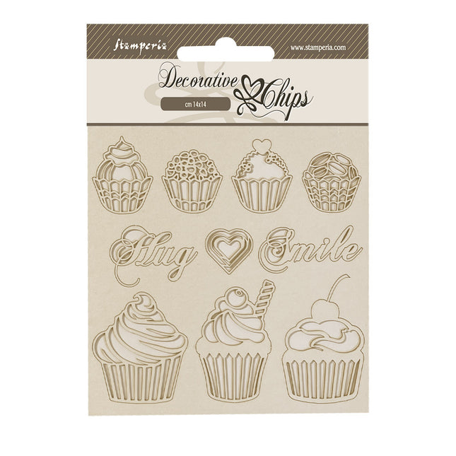 Dekorative Chips cm 14x14 - Coffee and Chocolate süß