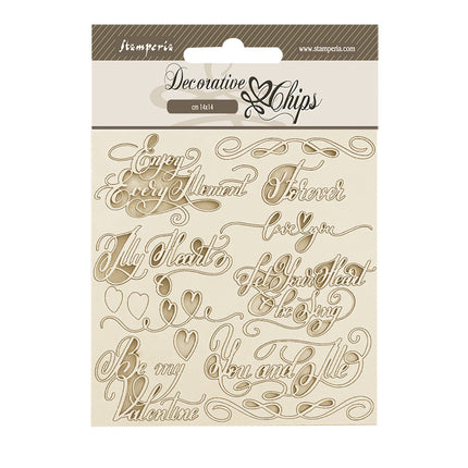 Dekorative Chips 14x14 cm - Romance Forever Zitate