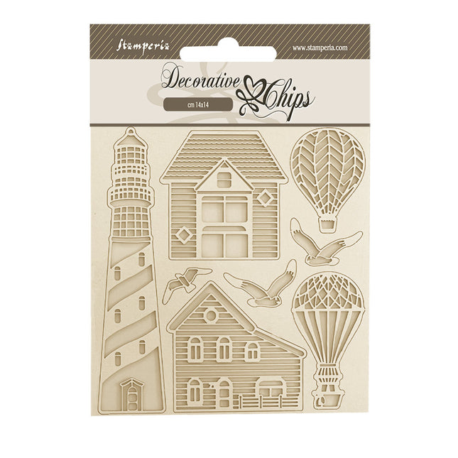 Dekorative Chips 14x14 cm - Sea Land Leuchtturm