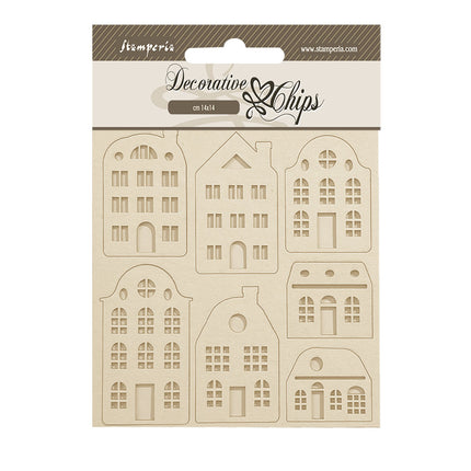 Dekorative Chips cm 14x14 - Lavendel Gemütliche Häuser