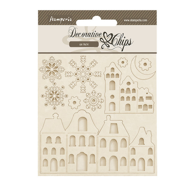 Dekorative Chips cm 14x14 - Bereit für gemütliche Weihnachts-Häuser