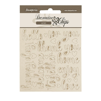 Dekorative Chips cm 14x14 - Golden Harmony Schriftzüge