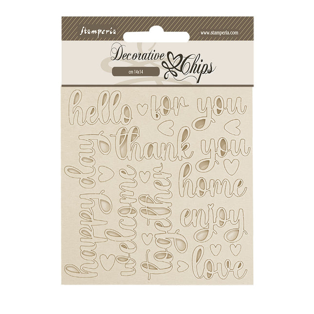 Dekorative Chips cm 14x14 - Golden Harmony Schriftzüge