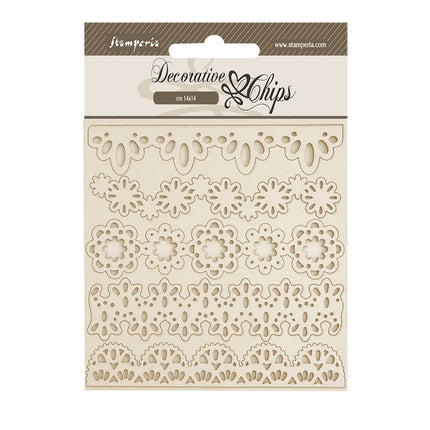 Dekorative Chips cm 14x14 - Old Lace Spitzenränder