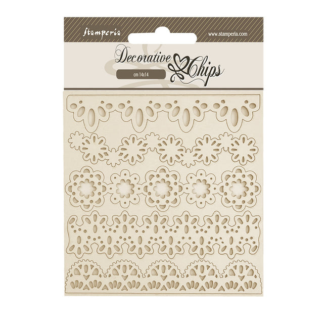 Dekorative Chips cm 14x14 - Old Lace Spitzenränder