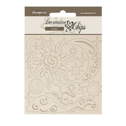 Dekorative Chips cm 14x14 - Maskenball Sonne und Mond