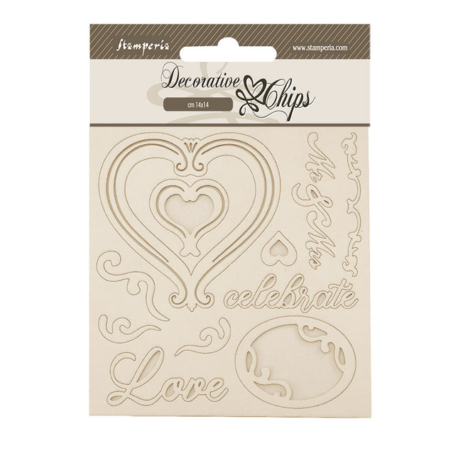 Dekorative Chips 14x14 cm - Zeitlose Herzen