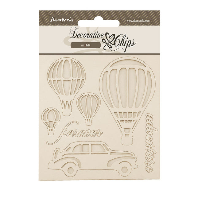 Dekorative Chips 14x14 cm - Zeitlose Heißluftballons