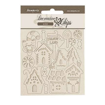 Dekorative Chips cm 14x14 - Candy Christmas Marzipanhäuser