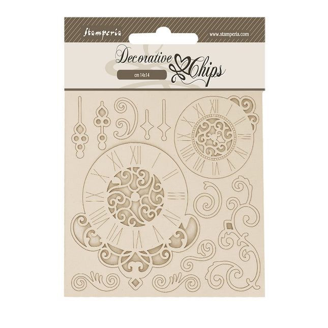 Dekorative Chips cm 14x14 - Quiet Days Uhr & Wirbel