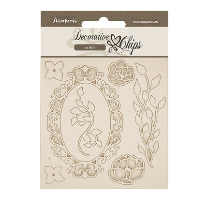 Dekorative Chips cm 14x14 - Quiet Days Rahmen mit Blumen