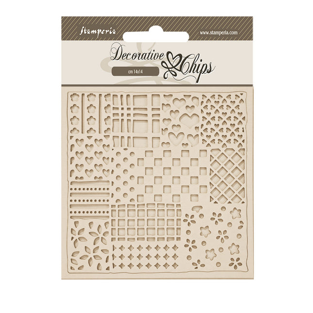 Dekorative Chips cm 14x14 - Familien-Patchwork-Muster