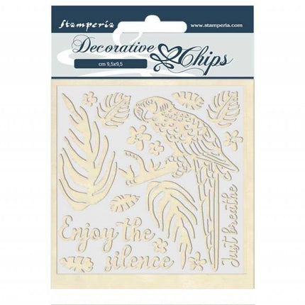 Dekorative Chips 14x14 cm Amazonas-Papagei