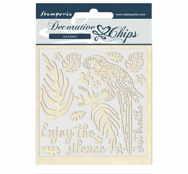 Dekorative Chips 14x14 cm Amazonas-Papagei