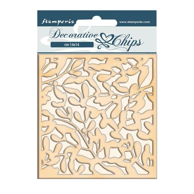 Dekorative Chips cm 14x14 - Wintergeschichten Blätterstruktur