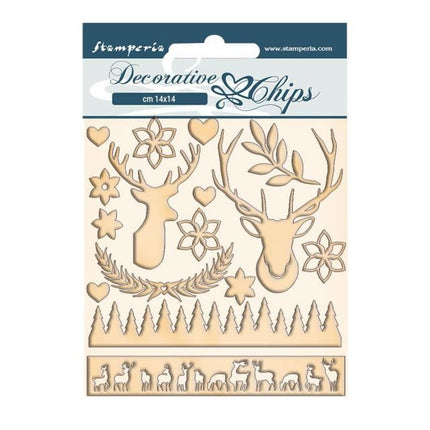 Dekorative Chips 14x14 cm - Pinkes Weihnachtsreh