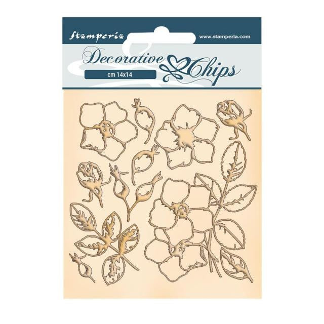 Dekorative Chips 14x14 cm - Romantische Weihnachtsblumen