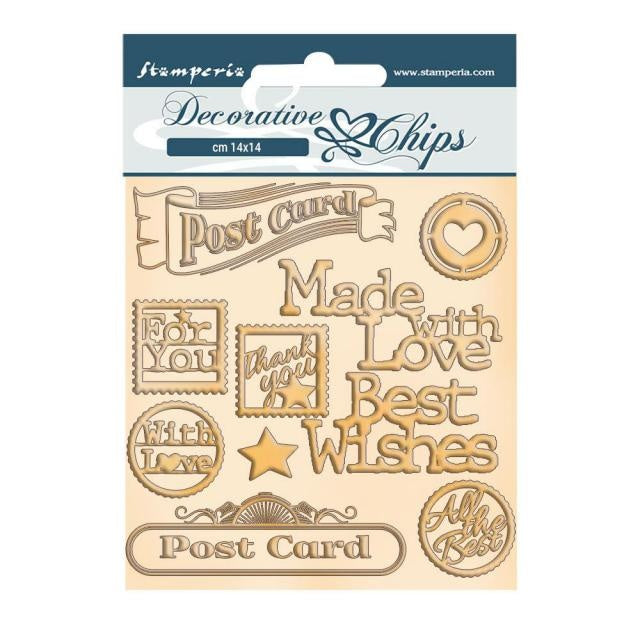 Dekorative Chips cm 14x14 - Romantische Weihnachts-Postkarte