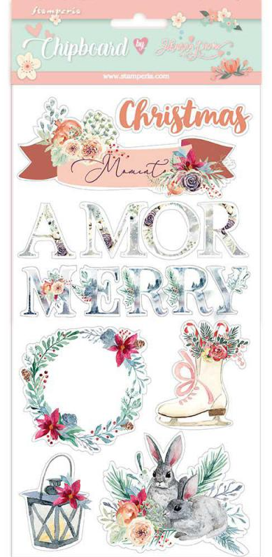 Chipboard 15x30 cm. Amor Frohe Weihnachten