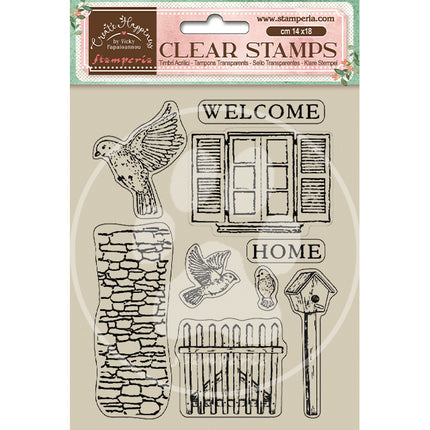 Acrylstempel 14x18 cm - Create Happiness Welcome Home Vögel