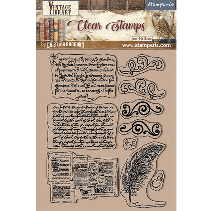 Acrylstempel cm 14x18 - Vintage Library Kalligraphie