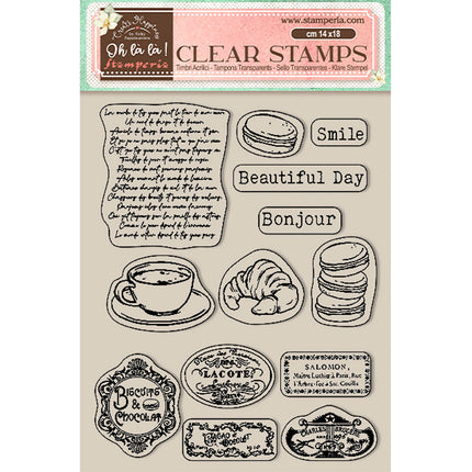 Acrylstempel cm 14x18 - Create Happiness Oh lá lá Etiketten  