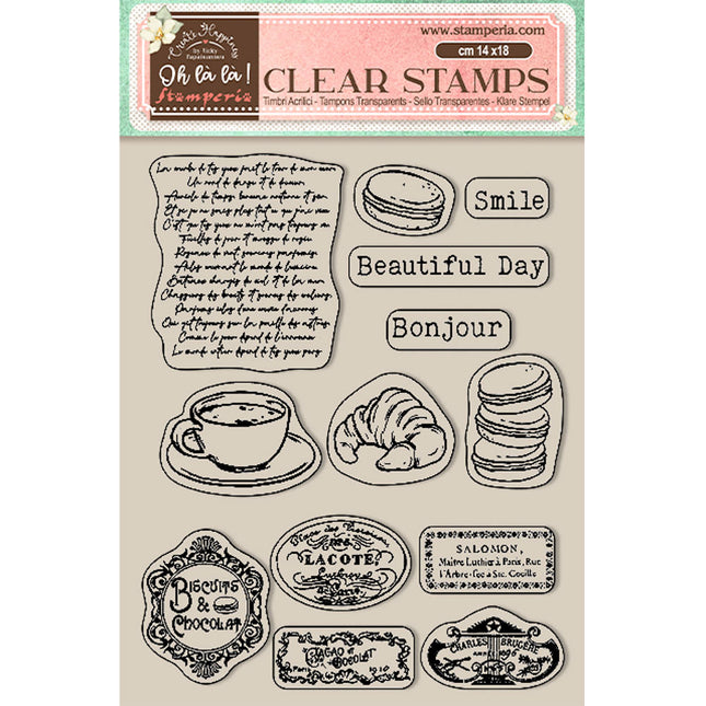Acrylstempel cm 14x18 - Create Happiness Oh lá lá Etiketten  