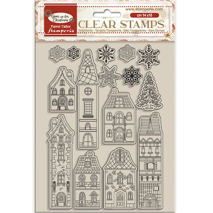 Acrylstempel cm 14x18 - Bereit für gemütliche Weihnachts-Häuser