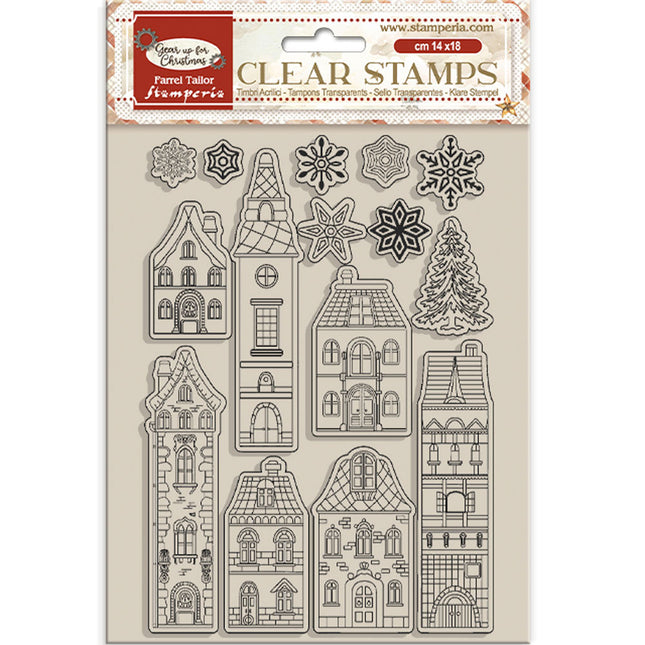 Acrylstempel cm 14x18 - Bereit für gemütliche Weihnachts-Häuser