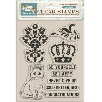 Acrylstempel 14x18 cm - Alterego Krone und Katze