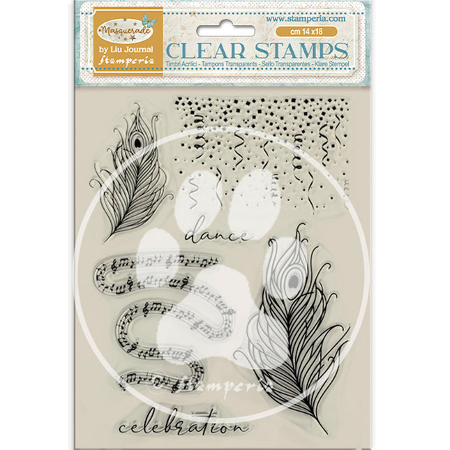 Acrylstempel cm 14x18 - Maskenball Federn
