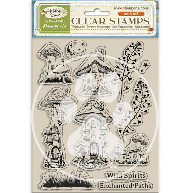 Acrylstempel 14x18 cm - Hidden Grove Pilze