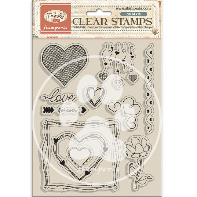 Acrylstempel cm 14x18 - Familienherzen