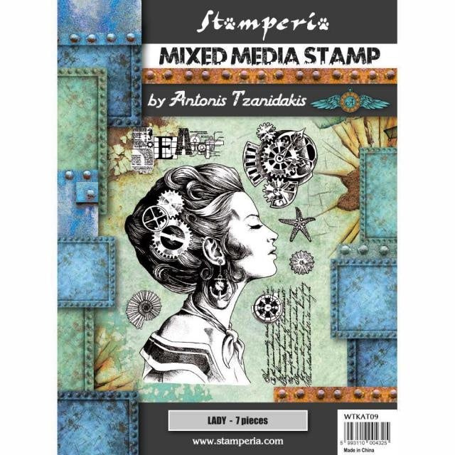 Mixed Media Stempel 15x20 cm - Sea World Lady