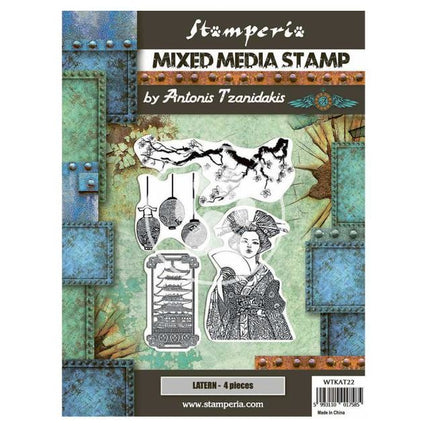 Mixed Media Stempel 15x20 cm - Sir Vagabond in Japan Laterne