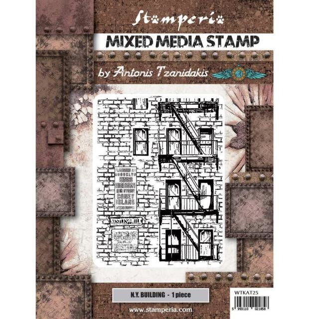 Mixed Media Stempel cm 15x20 - Sir Vagabond Aviator New Yorker Gebäude