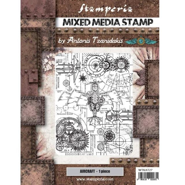 Mixed Media Stempel cm 15x20 - Sir Vagabond Aviator Flugzeug