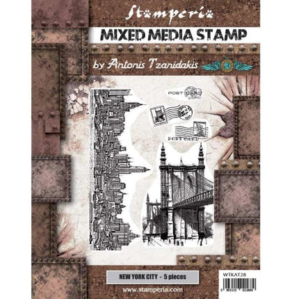 Mixed Media Stempel cm 15x20 - Sir Vagabond Aviator New York Stadt