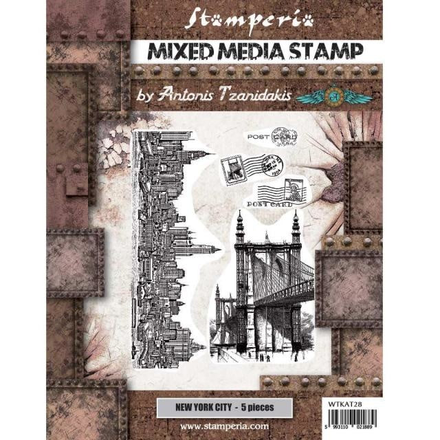 Mixed Media Stempel cm 15x20 - Sir Vagabond Aviator New York Stadt
